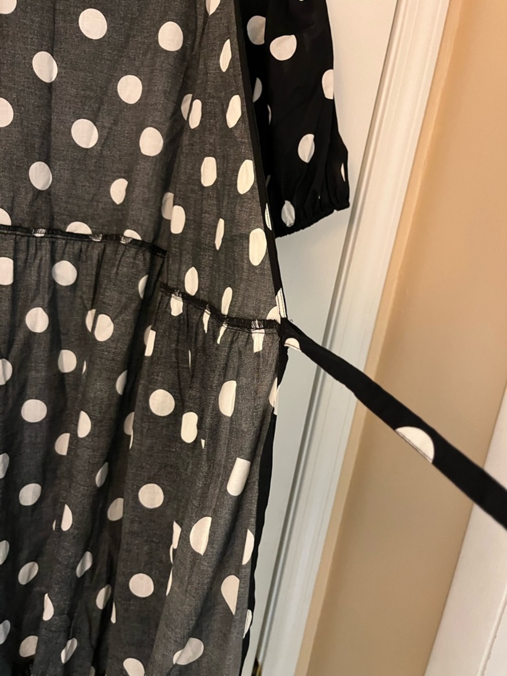 Maison Jules Black and White Polka Dot Wrap Midi Dress - Picture 5 of 8